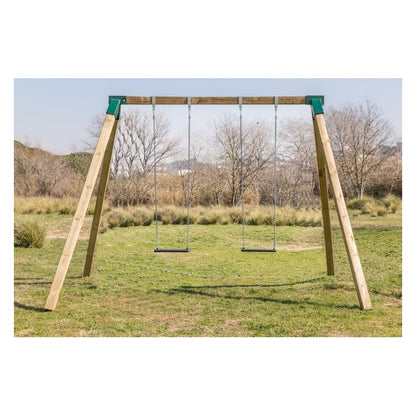 Columpio Doble De Madera Cuadrada Masgames Karai Deluxe Adultos (caucho Y Cadenas)._1