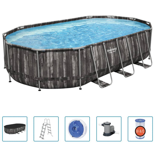 Bestway Conjunto De Piscina Ovalada Power Steel 488x305x107 Cm_0