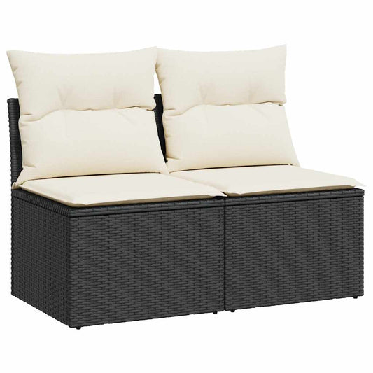 Set Sofás Jardín Y Cojines 4 Pzas Ratán Sintético Acacia Negro / Vetonek_0