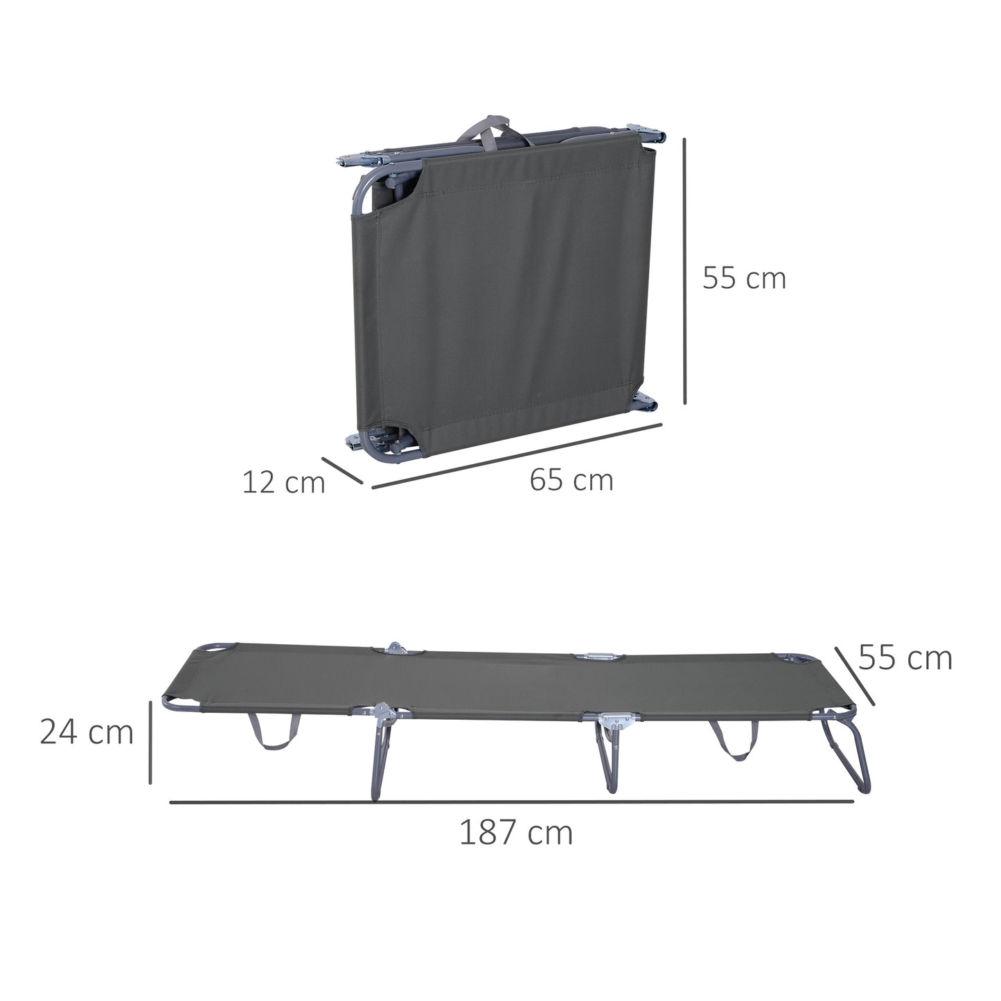 Outsunny Conjunto De 2 Tumbonas Plegables Con Respaldo 187x55x24 Cm Gris_2