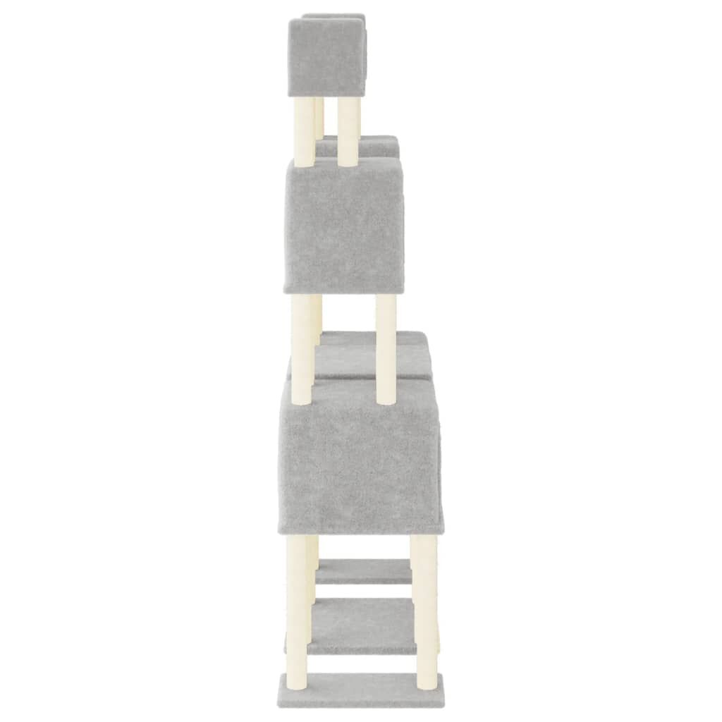 Vidaxl Rascador Para Gatos Con Postes De Sisal Gris Claro 199 Cm_3