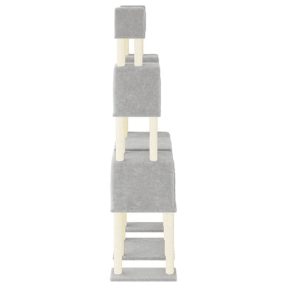 Vidaxl Rascador Para Gatos Con Postes De Sisal Gris Claro 199 Cm_3