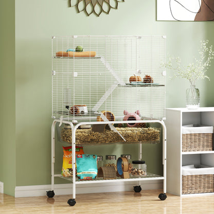 Jaula Animales Pequeños Pawhut Acero, Pet Blanco 73x47x123 Cm D51-490v01wt_1