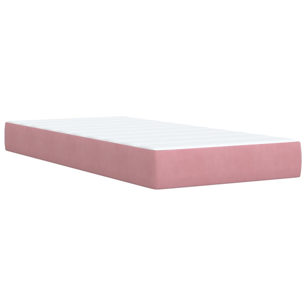 Cama Box Spring Con Colchón Terciopelo Rosa 90x200 Cm / Vetonek_3