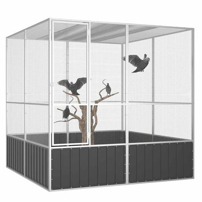 Vidaxl Jaula Pájaros Acero Galvanizado Antracita 213,5x217,5x211,5 Cm_1