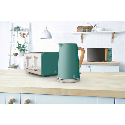 Swan Nordic Set Desayuno, Hervidor Agua 1,7 L, Tostadora Ranura Ancha 4 Rebanadas, Diseño, Stp2091greneu, Verde_1