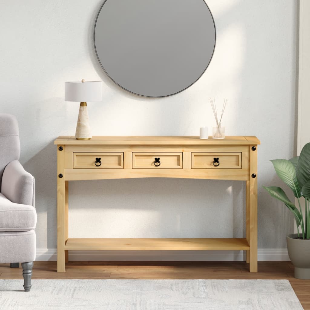 Mesa Consola Corona Madera Maciza De Pino 114x34,5x73 Cm_1