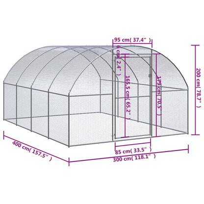 Vidaxl Gallinero De Exterior De Acero Galvanizado 3x4x2 M_2