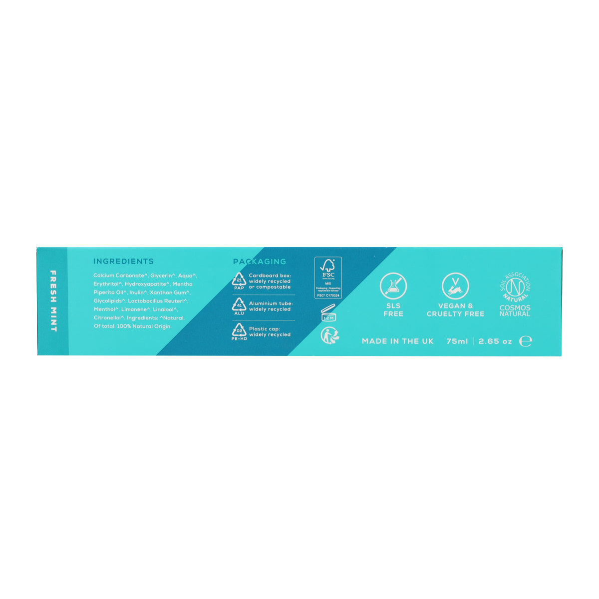 Pasta de dientes con Pre y Probióticos con Hidroxiapatita sin flúor Menta Georganics 75 ml