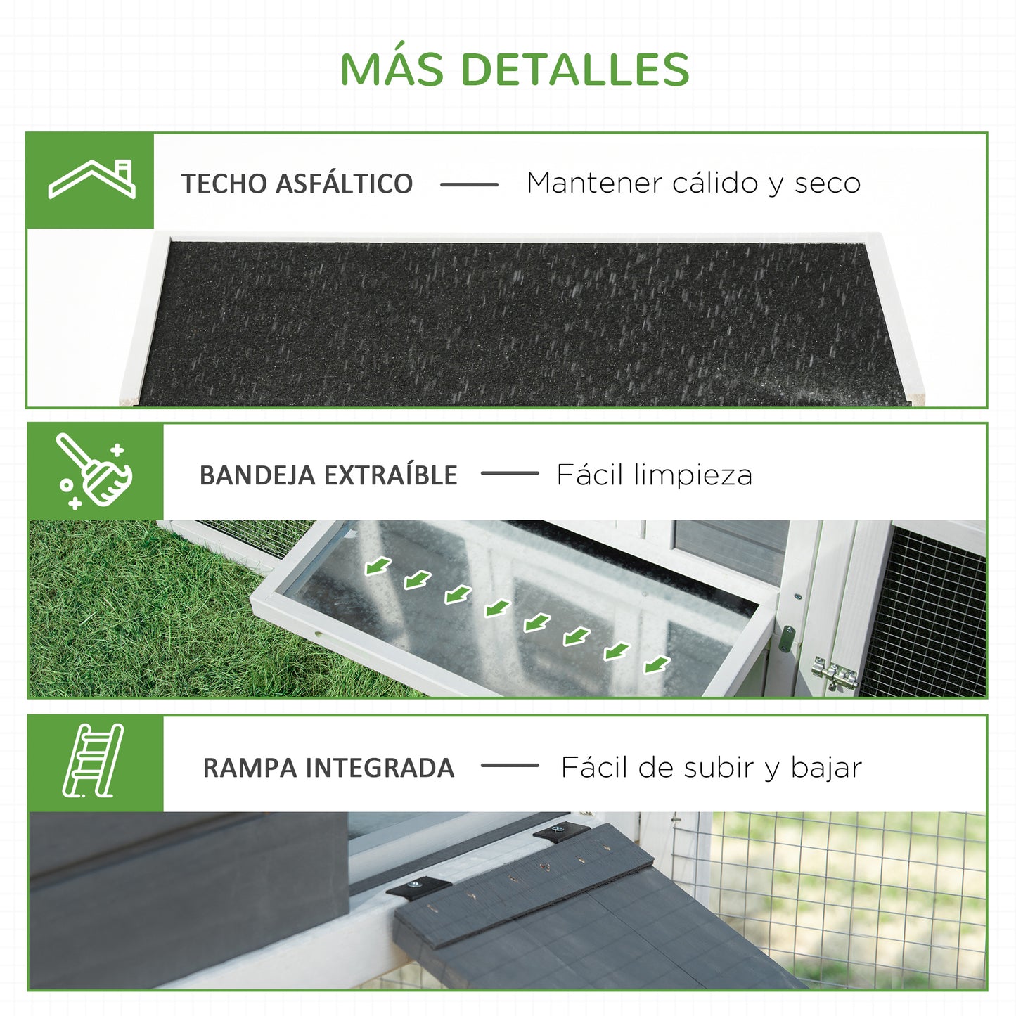 Pawhut Gallinero Madera Con Corral De Alambre Techos Abatibles Y Mesa De Cultivo_3