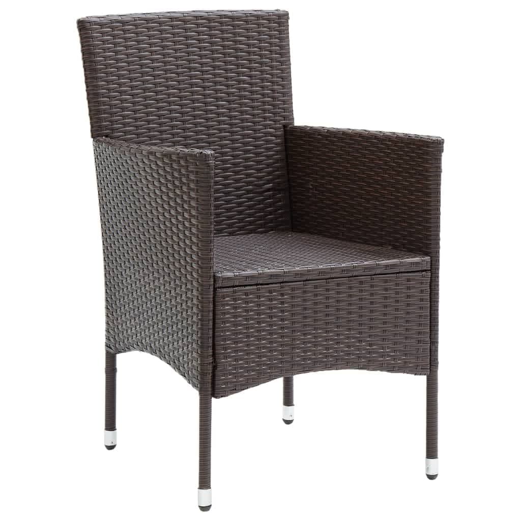 Set Comedor De Jardín 3 Pzas Con Cojines Ratán Sintético Marrón / Vetonek_4