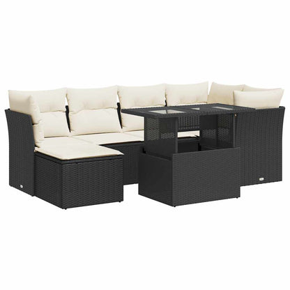 Set De Sofás De Jardín 7 Pzas Con Cojines Ratán Sintético Negro / Vetonek_3