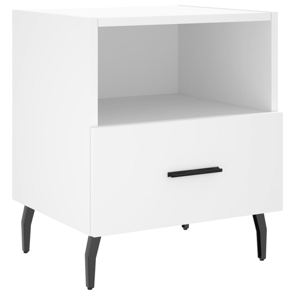 Mesita De Noche Madera De Ingeniería Blanco 40x35x47,5 Cm_0