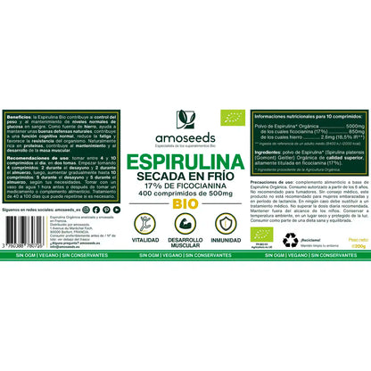 Espirulina Bio, 17% Ficocianina | 400 Comprimidos_4