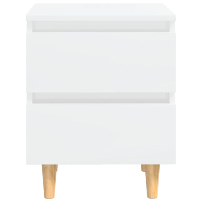 Mesitas De Noche 2 Uds Patas Madera Blanco Brillo 40x35x50 Cm_2