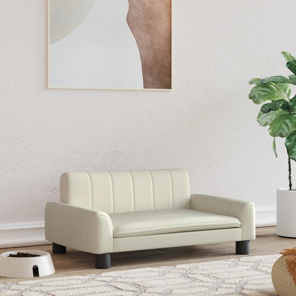 Cama Para Perros De Cuero Sintético Crema 70x45x30 Cm / Vetonek_3