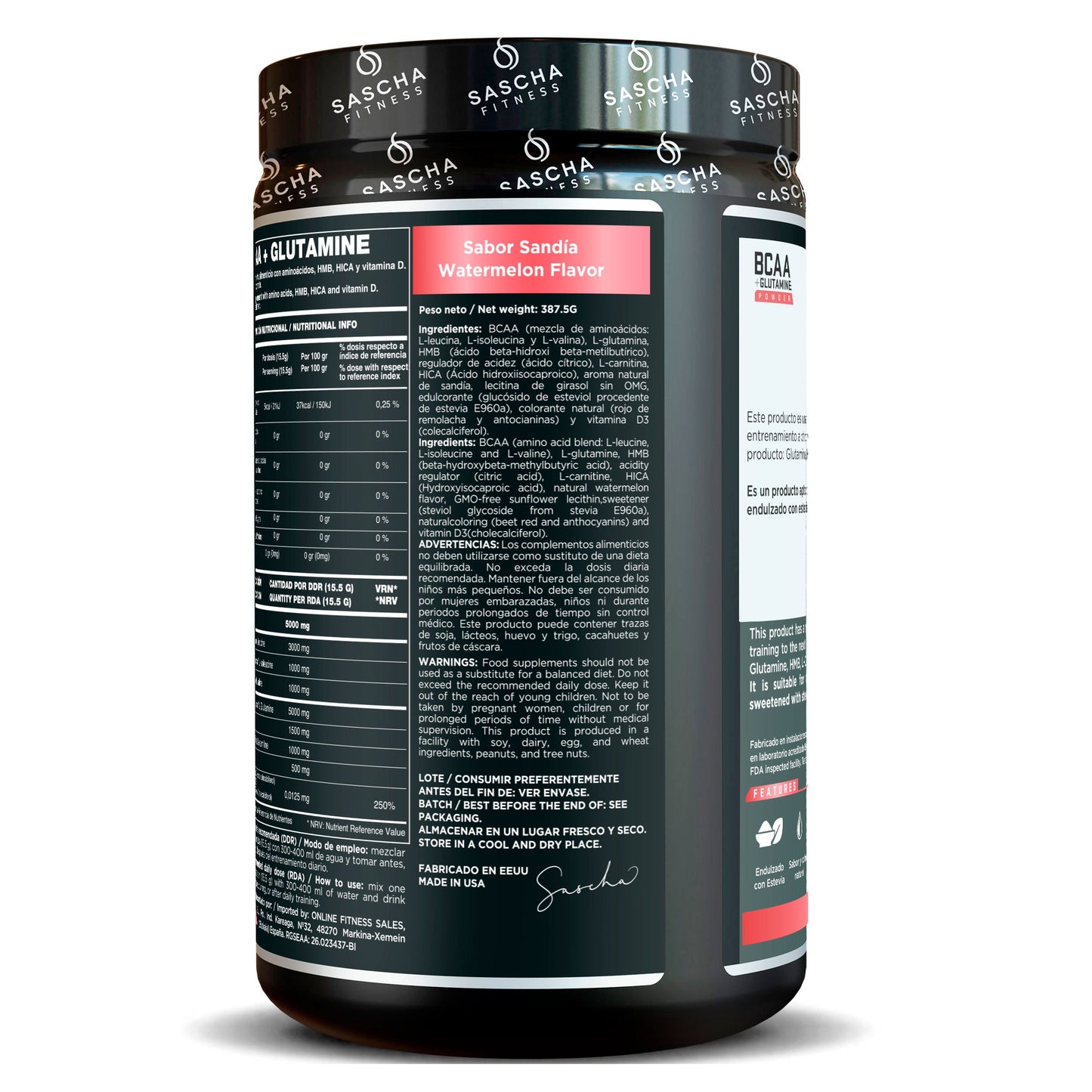 Bcaa + Glutamina Sabor Sandía - Sascha Fitness España