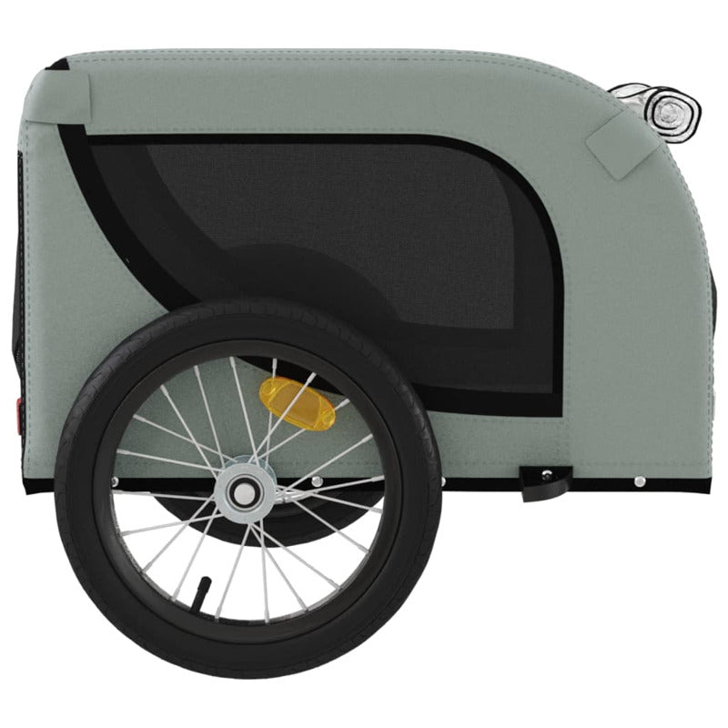 Vidaxl Remolque De Bicicleta Mascotas Hierro Tela Oxford Gris Negro_5