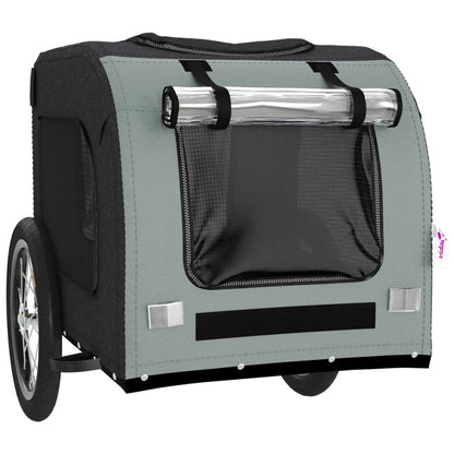 Vidaxl Remolque Bicicleta Para Mascotas Hierro Tela Oxford Negro Gris_4