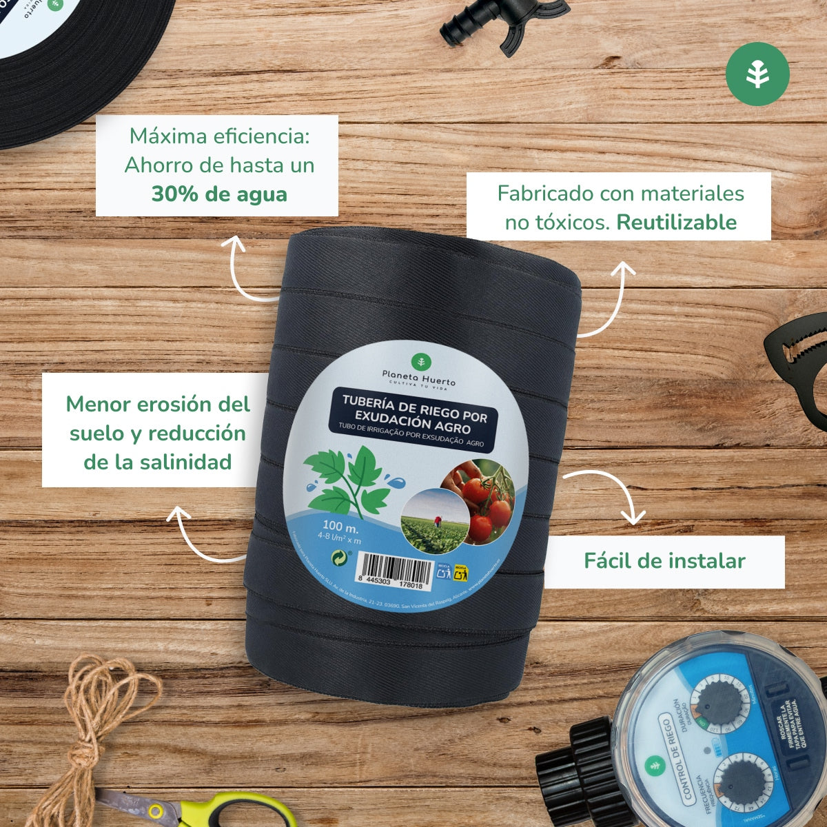 Tubería de Riego por Exudación en Rollo Garden Planeta Huerto 25 m