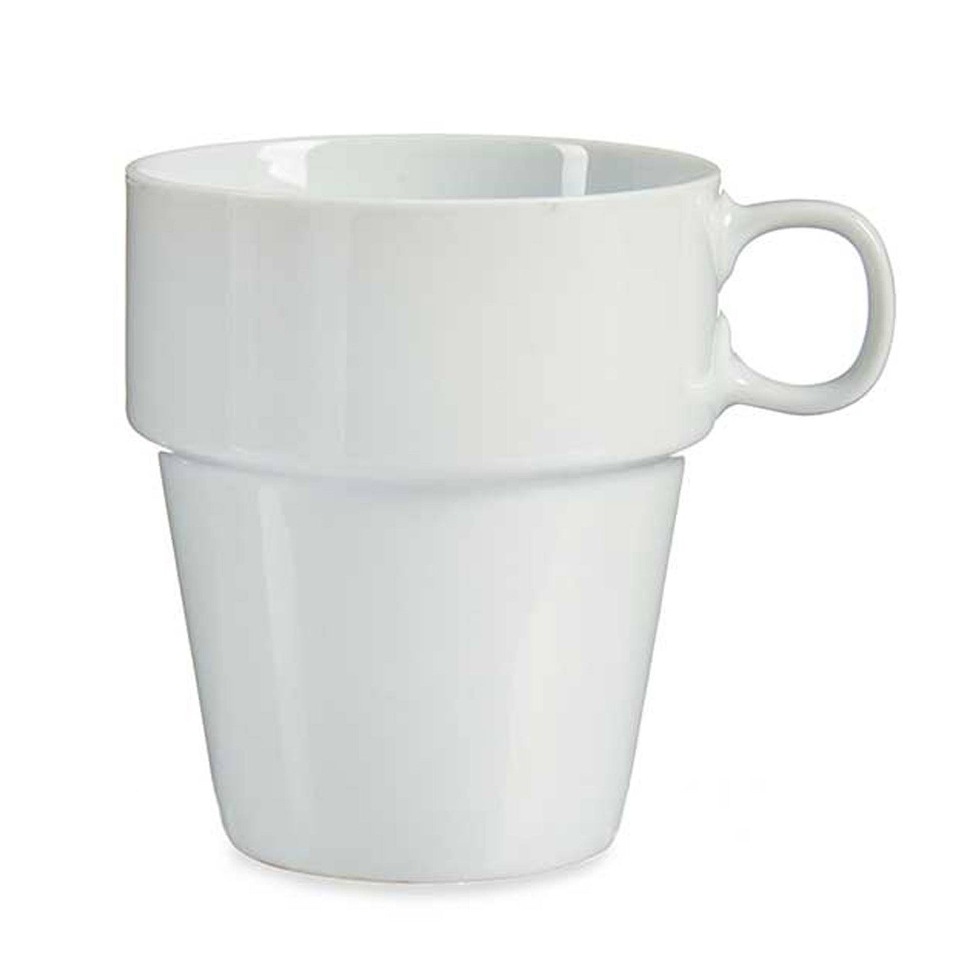 Set 4 Tazas Apilables Blanco Con Estante Colección Vessia