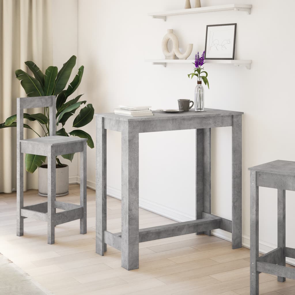 Mesa Alta De Bar Madera Ingeniería Gris Hormigón 102x50x103,5cm_1