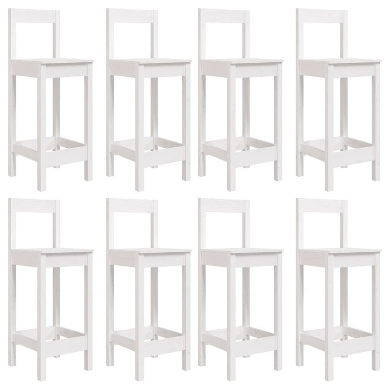 Vidaxl Mesa Y Taburetes Altos Jardín 9 Pzas Madera Maciza Pino Blanco_5