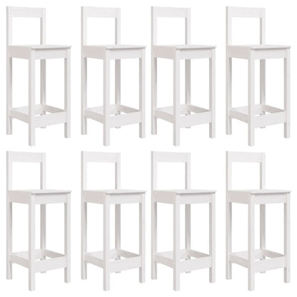 Vidaxl Mesa Y Taburetes Altos Jardín 9 Pzas Madera Maciza Pino Blanco_5