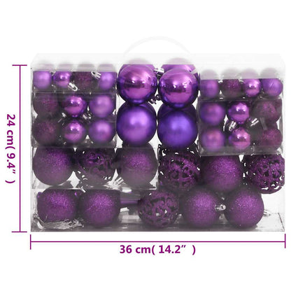 Vidaxl Juego De Bolas De Navidad 111 Pzas Poliestireno Morado_2