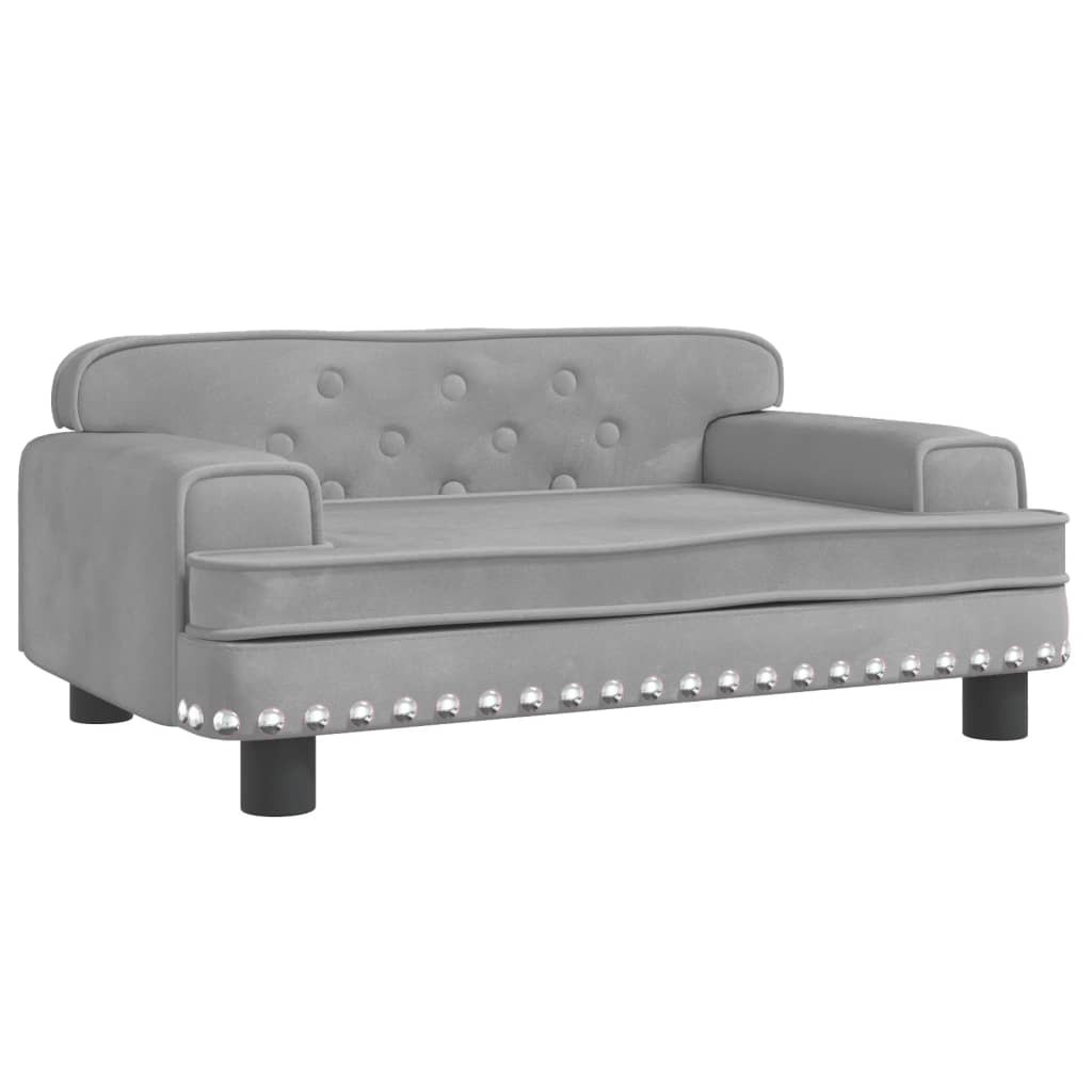 Cama Para Perros De Terciopelo Gris Claro 70x45x30 Cm / Vetonek_0