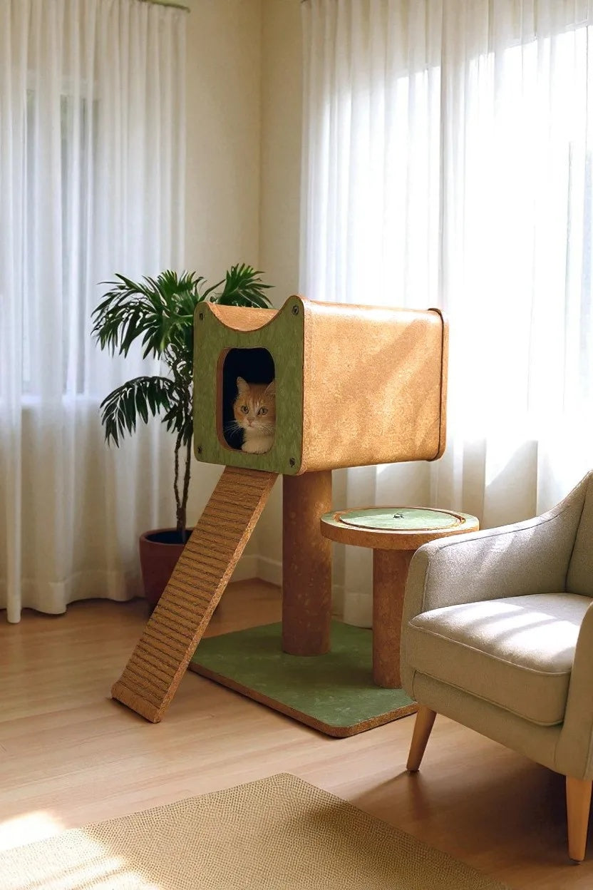 Estructura De Escalada Para Gatos Faro, Diseño Natural, De Corcho Y Superficie Antideslizante Althea Living 67x81x70cm_4