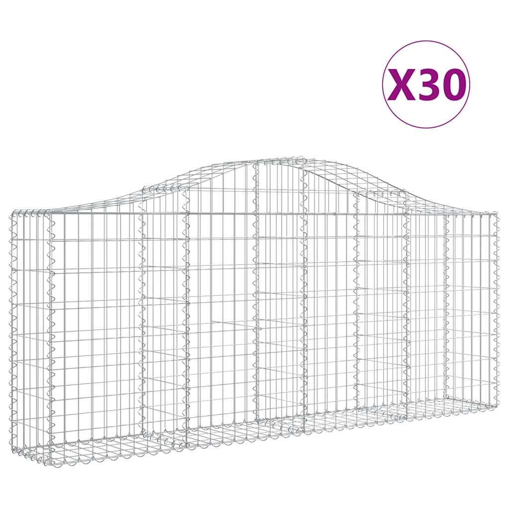 Cestas De Gaviones 30 Uds Forma De Arco Hierro 200x30x80/100 Cm_0