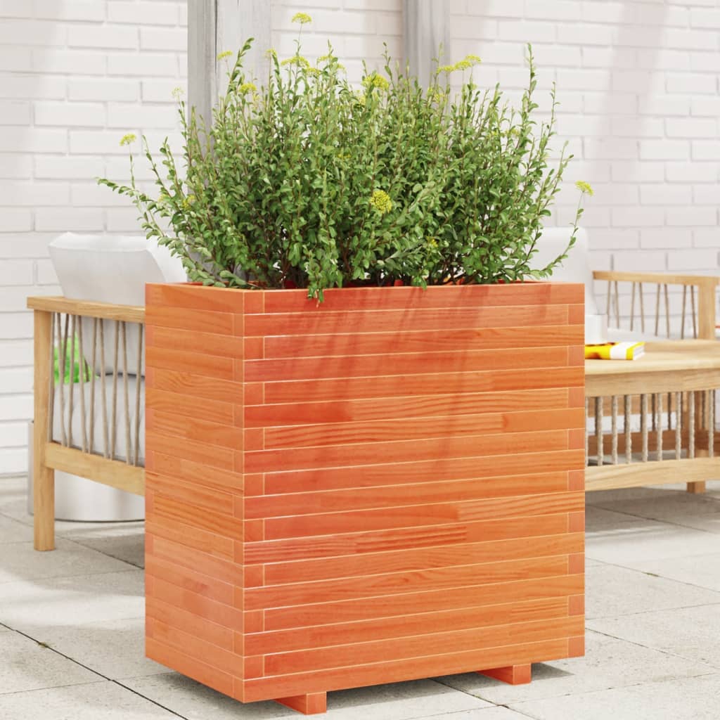 Jardinera Madera Maciza De Pino Marrón Cera 70x40x72 Cm_1