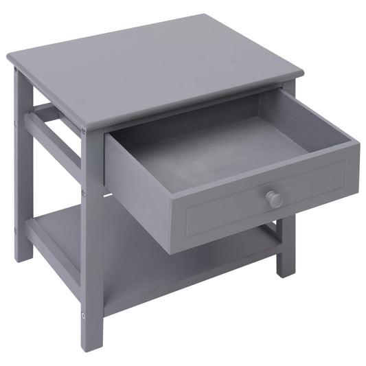 Mesita De Noche Madera De Paulownia Gris 40x29x42 Cm_0