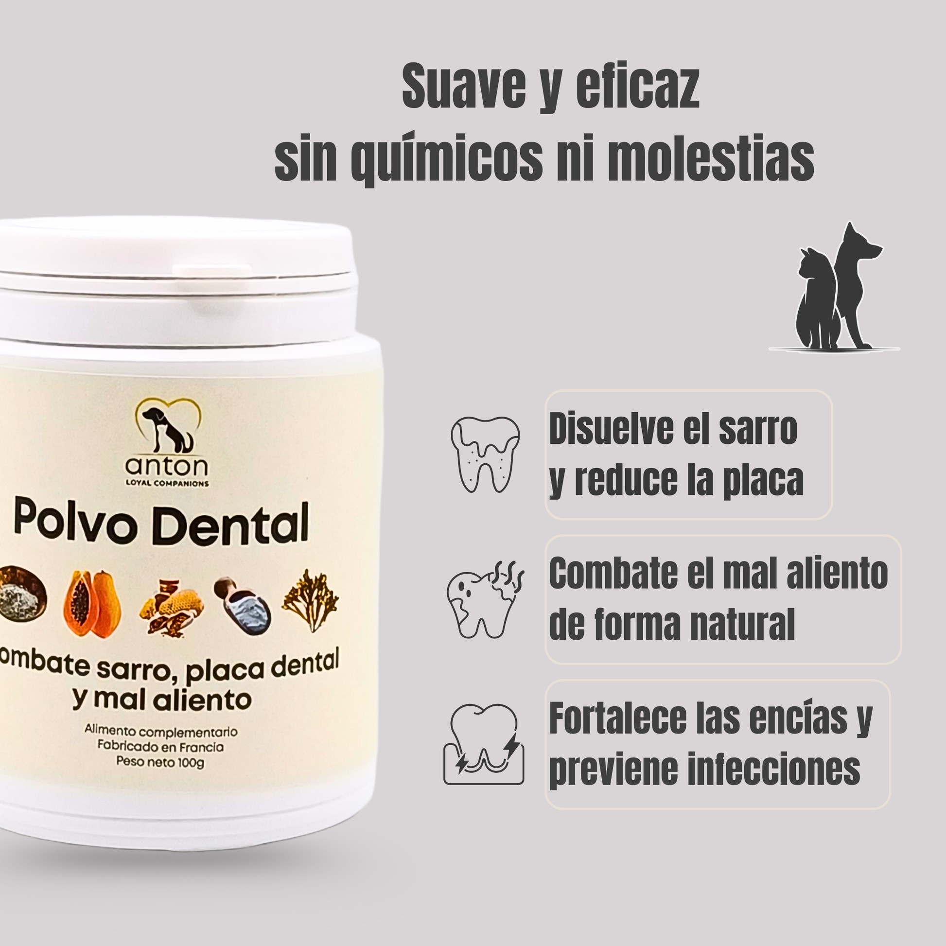 Polvo dental natural para la higiene bucal de perros y gatos – 150 g_1