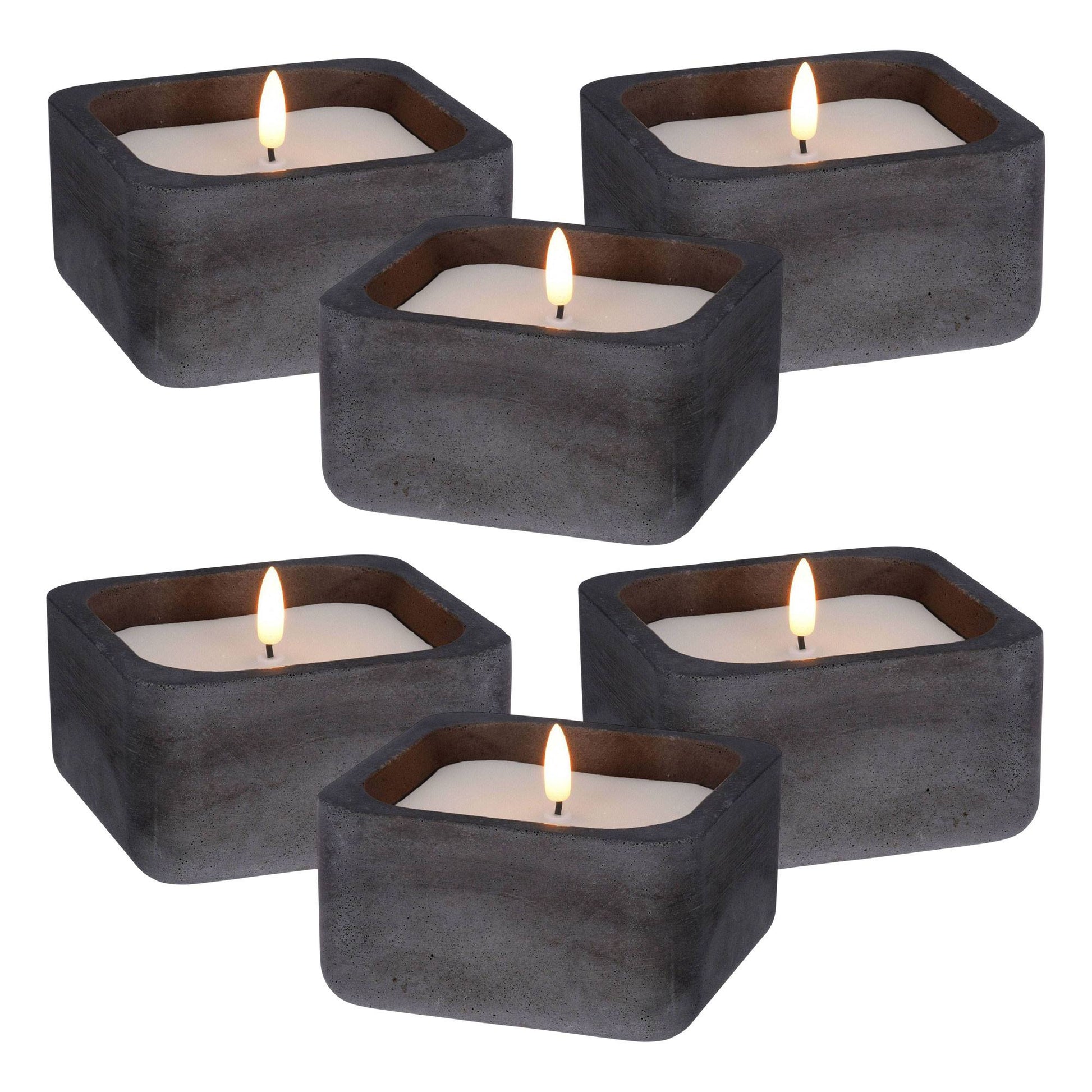 Well Home - Pack 6 Velas Led Cuadrada Negro