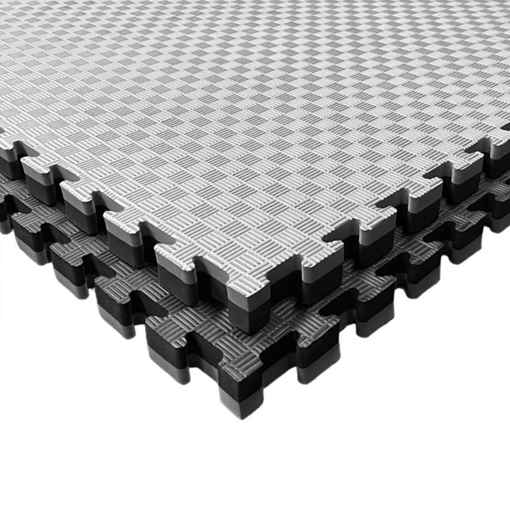 Tatami Puzzle 4cm 100x100cm – Superficie 5 Líneas Gris/negro_0