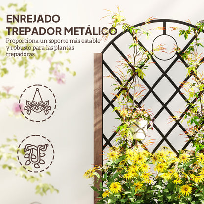 Outsunny Juego De 2 Jardineras Con Enrejado Metálico 52x25x97 Cm Natural_3