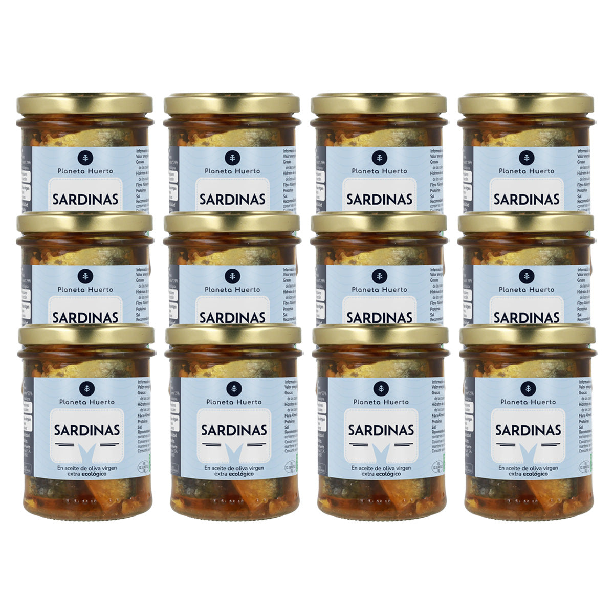 Pack 12x Sardinas en aceite de oliva ECO Planeta Huerto 190 g