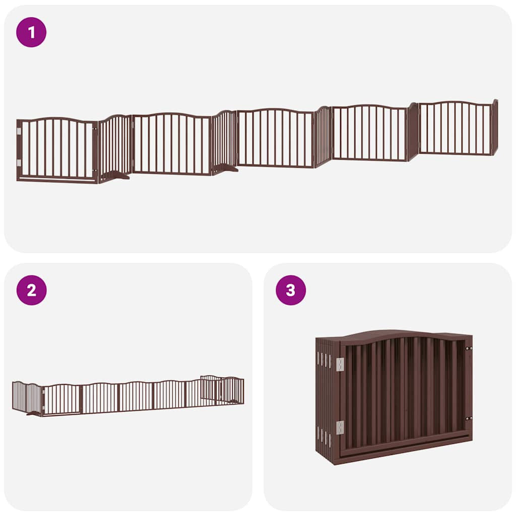 Vidaxl Puerta De Perros Plegable 10 Paneles Madera Álamo Marrón 800 Cm_4