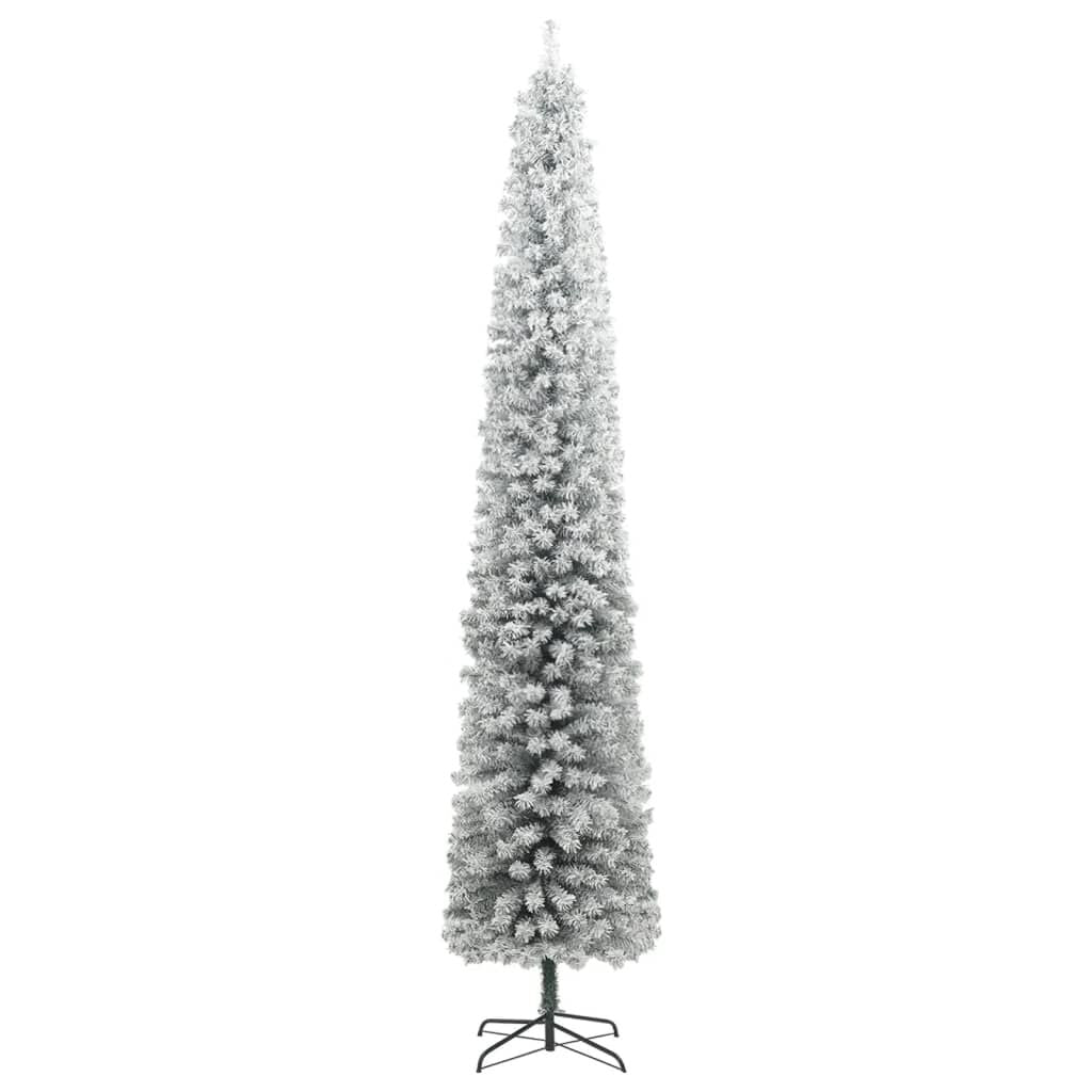 Vidaxl Árbol Navidad Estrecho Con Soporte Y Nieve Artificial Pvc 270cm_1