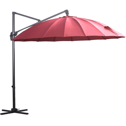 Outsunny Sombrilla Jardín Ø300cm Con Manivela Poste Giratorio 360° Techo_0