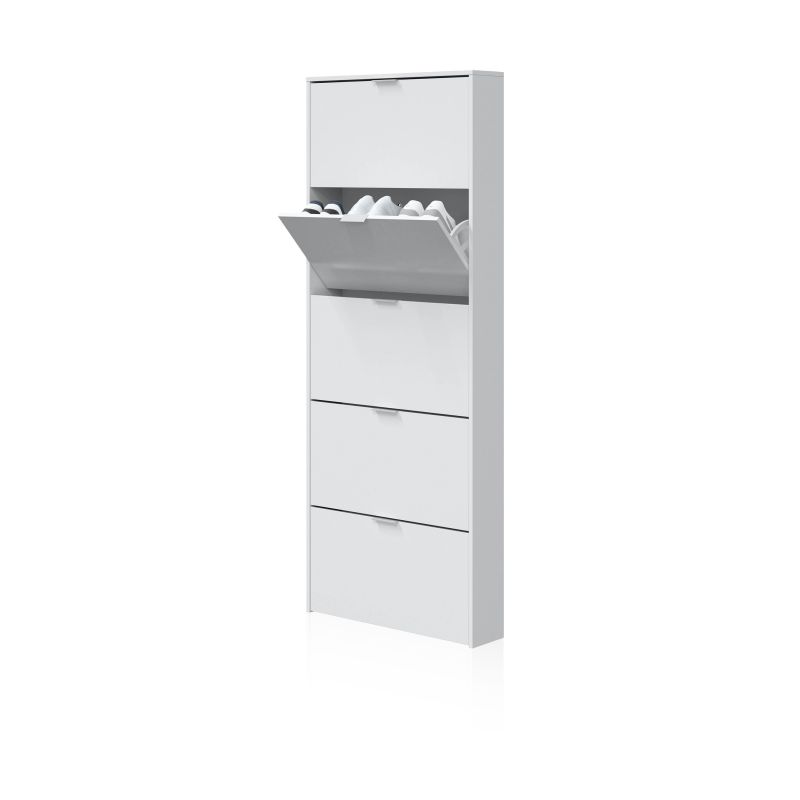 Zapatero Nia 5 Puertas Melamina, Blanco, 70 X 180 X 17_1