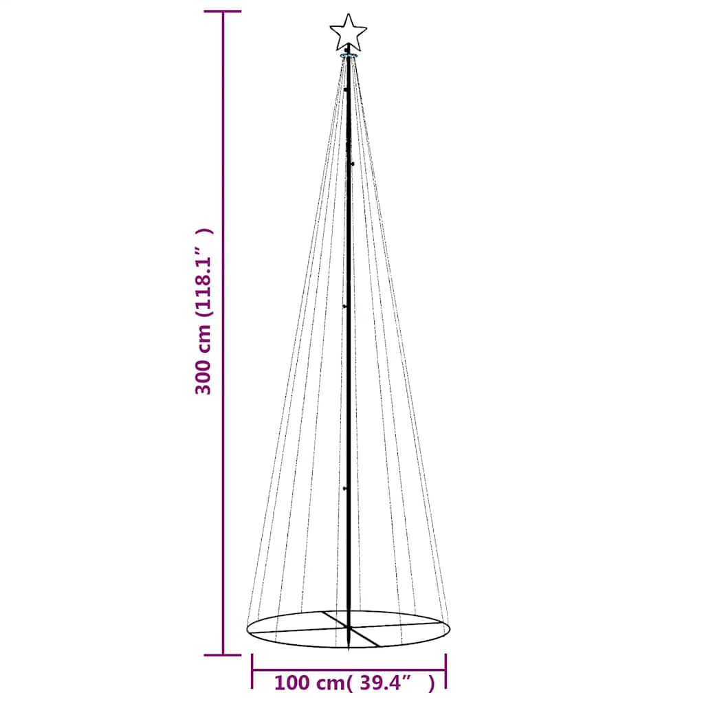 Vidaxl Árbol De Navidad Cónico 310 Led Azul 100x300 Cm_2