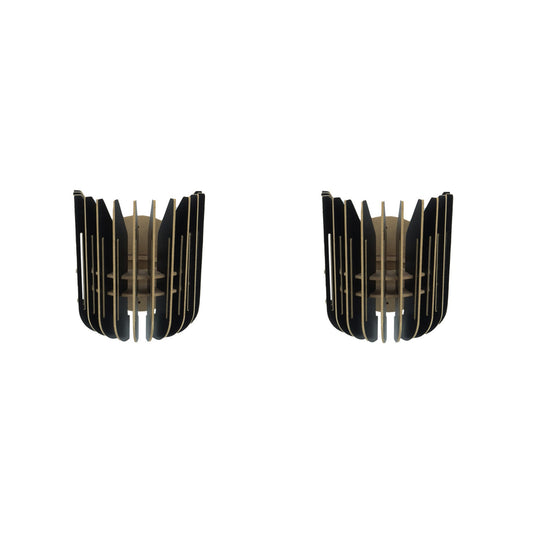 Aplique De Pared, Doble, Mdf , Negro, 20x18x16, Casquillo E 27 Max 45 - 60_0