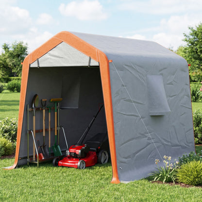 Outsunny Carpa Garaje Portátil 2,4x1,8 M Para Coche Con Puerta Y Ventana Gris_4