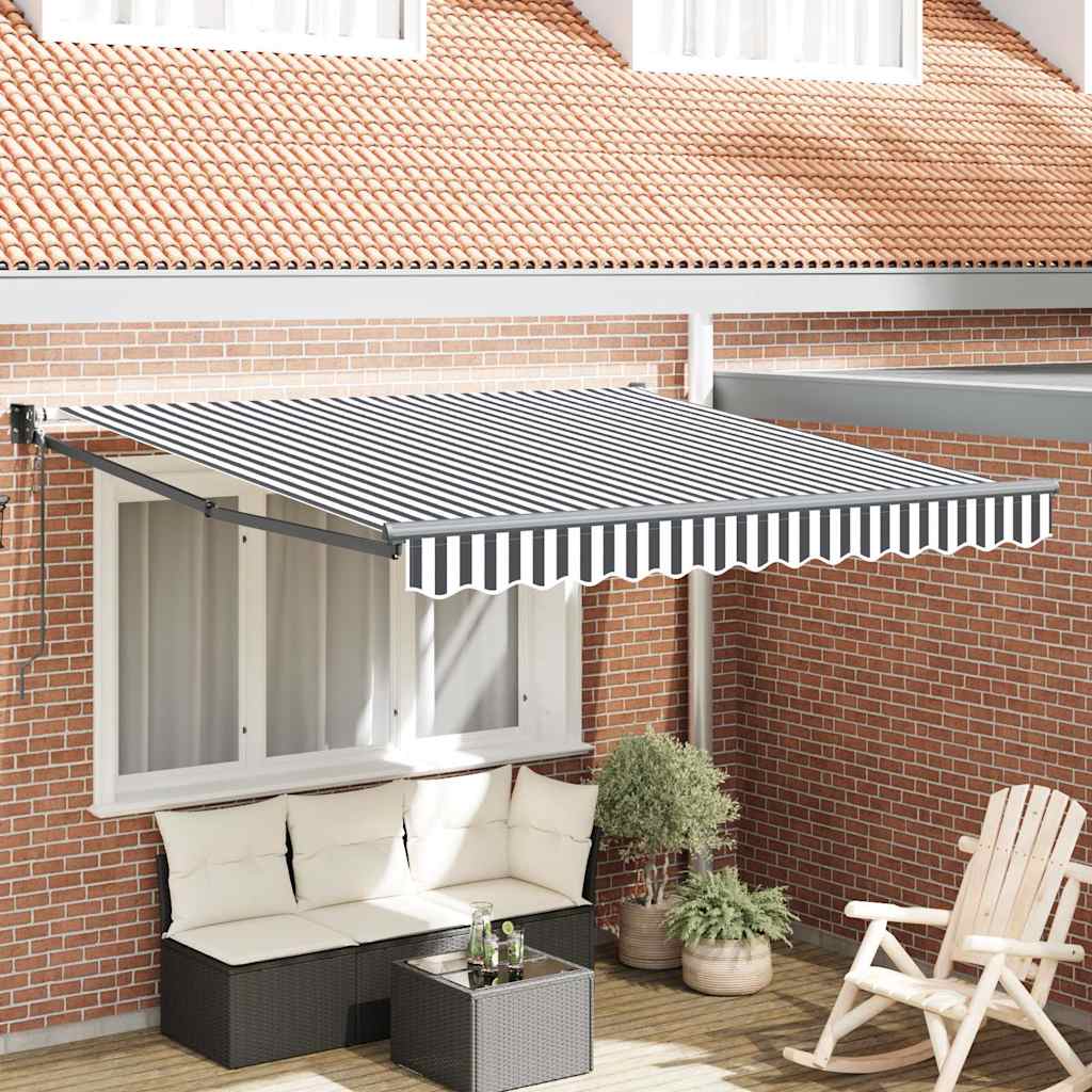 Toldo Retráctil Aluminio Y Tela Gris Antracita Y Blanco 3x2,5 M_1