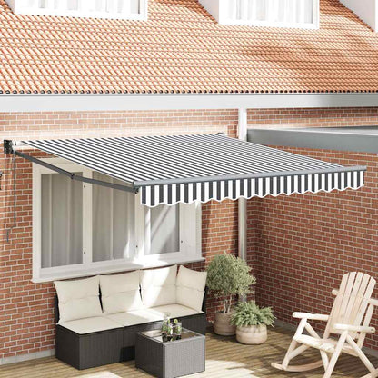 Toldo Retráctil Aluminio Y Tela Gris Antracita Y Blanco 3x2,5 M_1
