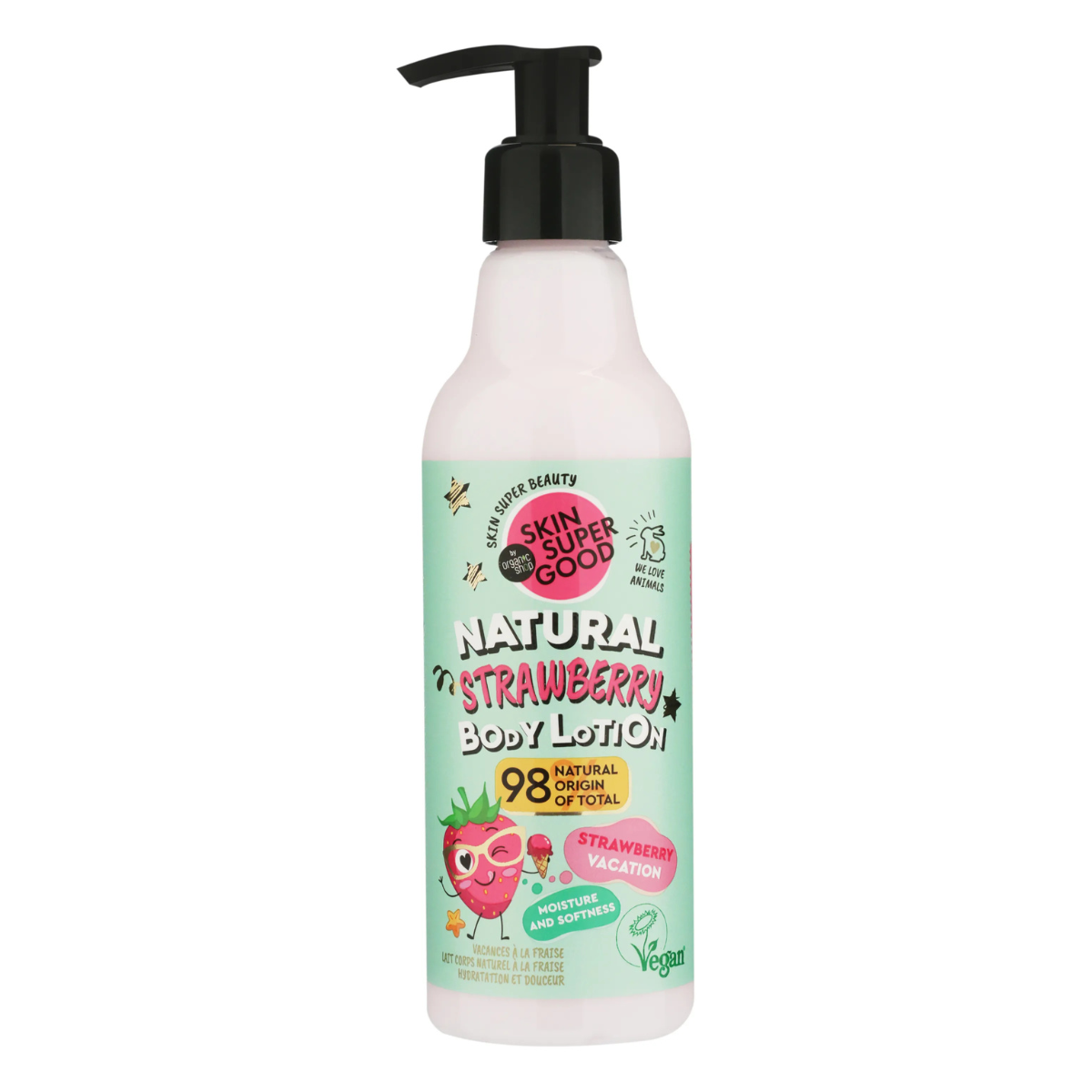 Loción corporal natural de fresa strawberry vacation Skin Super Good 250ml