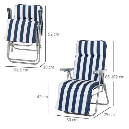 Outsunny 2 Tumbonas Plegables Con Respaldo Ajustable 60x75x66-102 Cm Azul_2